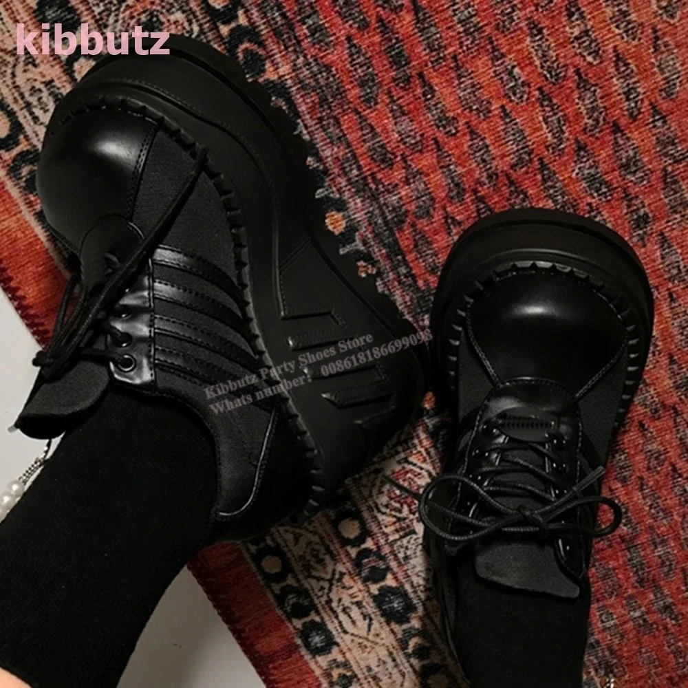 Thick Bottom Sneaker Pumps Platform Genuine Leather Lace-Up Solid Color Y2k Punk Rock Fashion Novelty Concise Women Shoes Newest