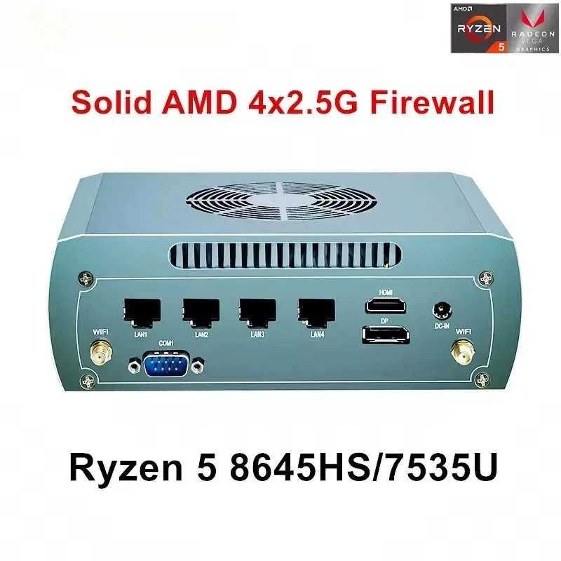 

Topton Solid FU04 4 * Intel 2.5G LAN Брандмауер Мини-ПК AMD Ryzen 5 8645HS 7535U 2 * DDR5 2 * NVMe NAS Компьютер Proxmox Machine Vision