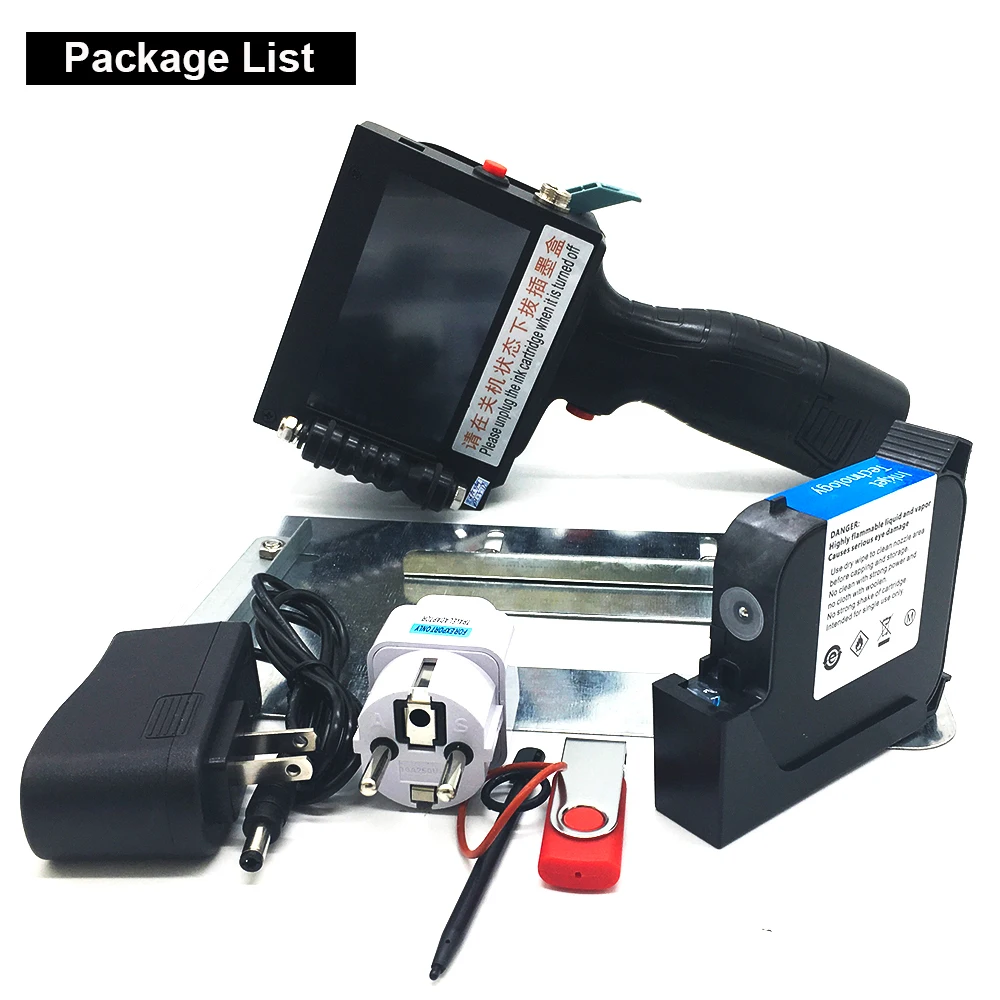 25.4mm 1 inch Print height Handheld Inkjet Printer 4.3inch Touch Screen  Laser Coder Label USB QR Bar Code Logo Russian Italian