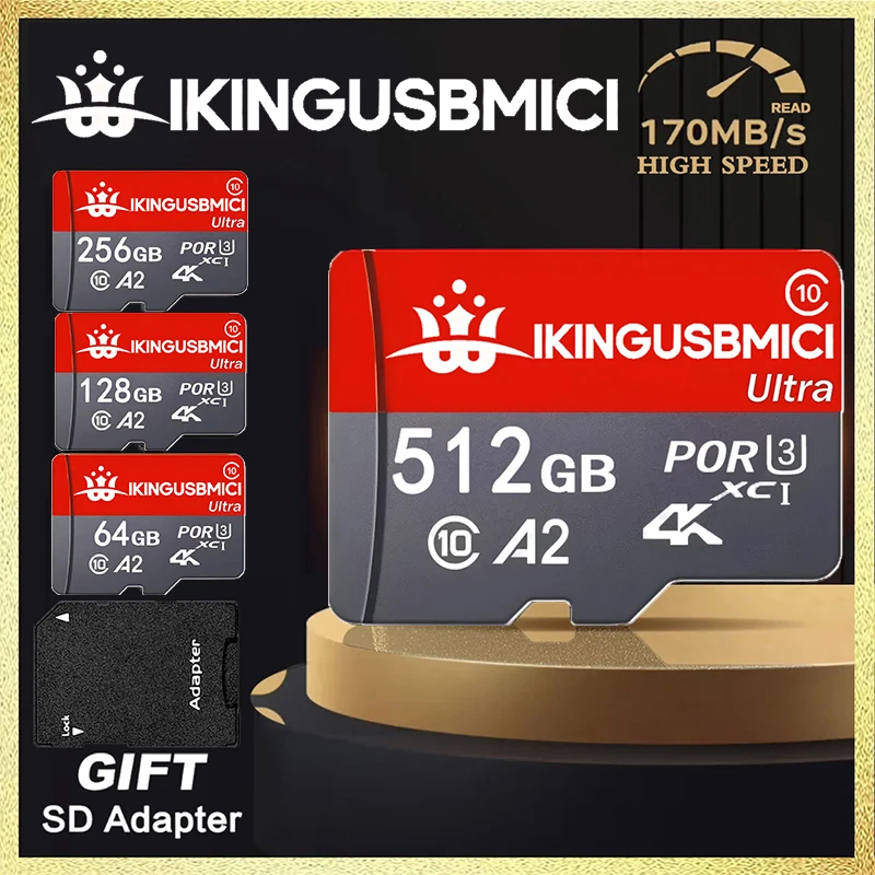 Stable Performance TF Cards Memory Card Micro TF SD Card SD Cards 32GB 128GB 256GB 512GB A1 C10 for Driving Recorder GoPro