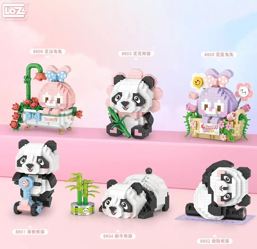 

6pcs/set LOZ mini Blocks Building Toys DIY Bricks Cute Pet Panda Rabbit Puzzle Gift Home Decor 8801 8802 8803 8804 8805 8806