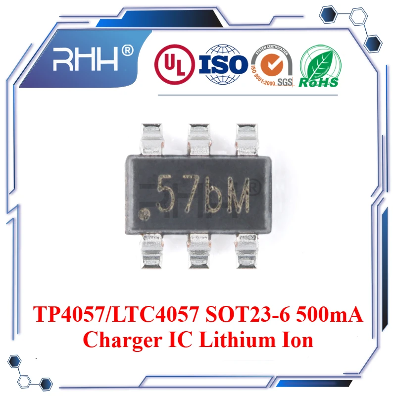 TP4057 LTC4057 SOT23-6 500mA Lithium battery charging IC with reverse battery connection battery management chip