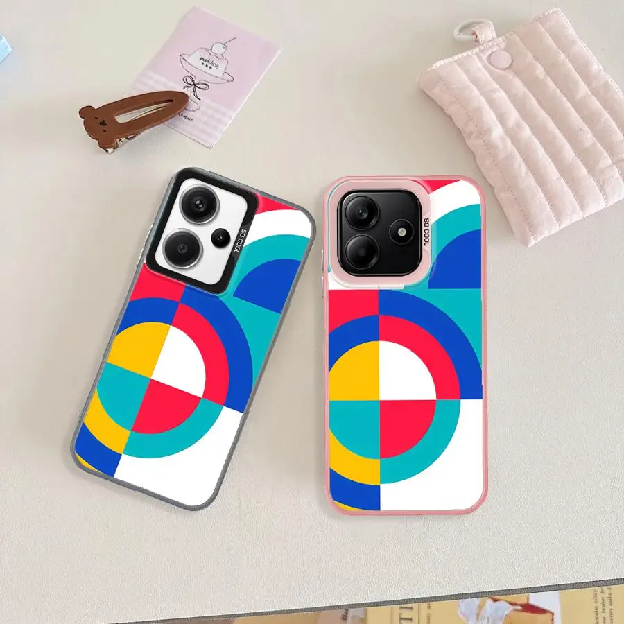 Phone Cover Case for Xiaomi Redmi Note 14 12C 13C 12 A2 Note 13 12 Pro Plus 14C A1 11 Pro 10 Bold Geometric Color Block