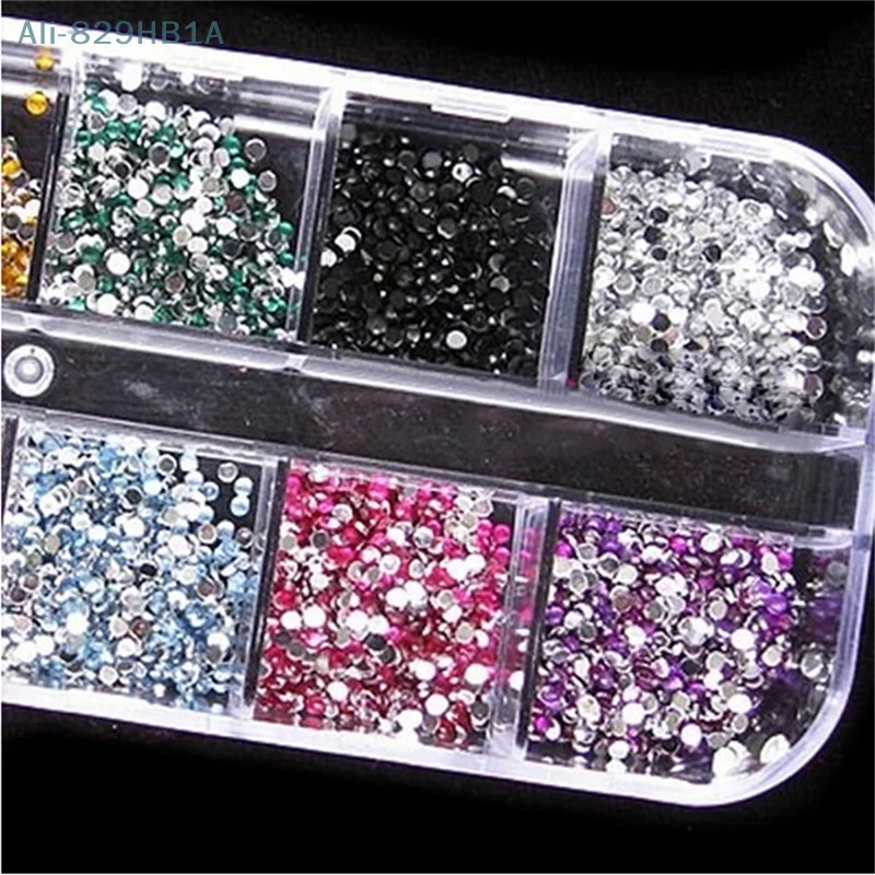 12 Kleuren Hard Case Nail Art Tips Acryl UV-Gel Decoratie Tips Glitter 2Mm