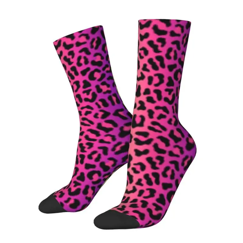 Calcetines de vestir con estampado de guepardo y tigre de leopardo arcoíris para hombre y mujer, calcetines cálidos y divertidos novedosos
