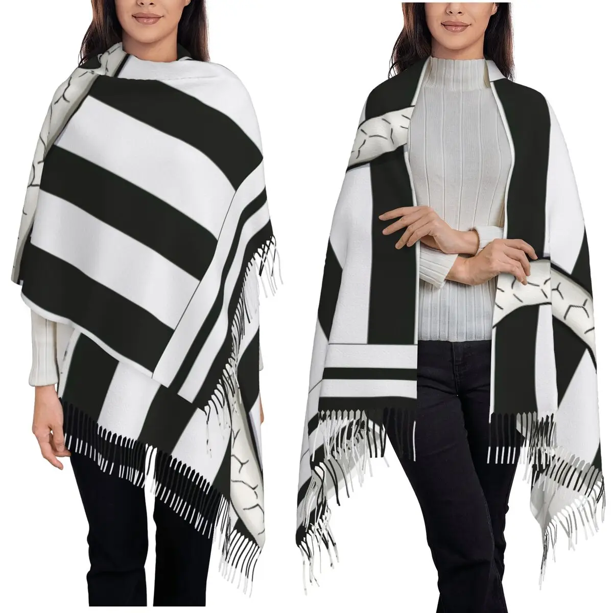 

Шарф Demon Slayer Iguro Obanai, шарфы с кисточками, женские мягкие теплые шали и накидки, длинная осенне-зимняя шаль