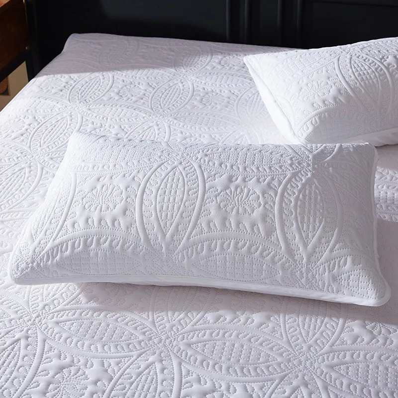 

EGW Embroidery Pillowcase Waterproof Cotton Padded Pillowslip Solid Flora Pillow Cover 48*74cm 2pcs White Wedding Gift Knitted