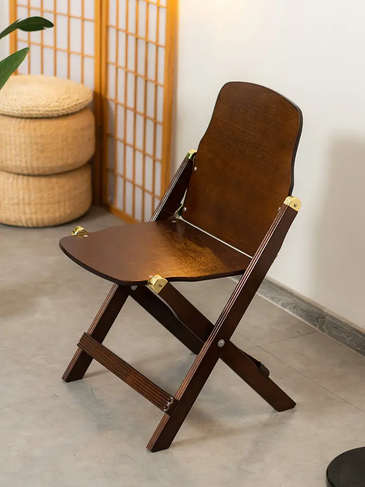 Solid Wood Folding Chair Retro Coffee Shop Dessert Shop Dining Chair Home American Nostalgic Indoor Balcony Outdoor Leisure