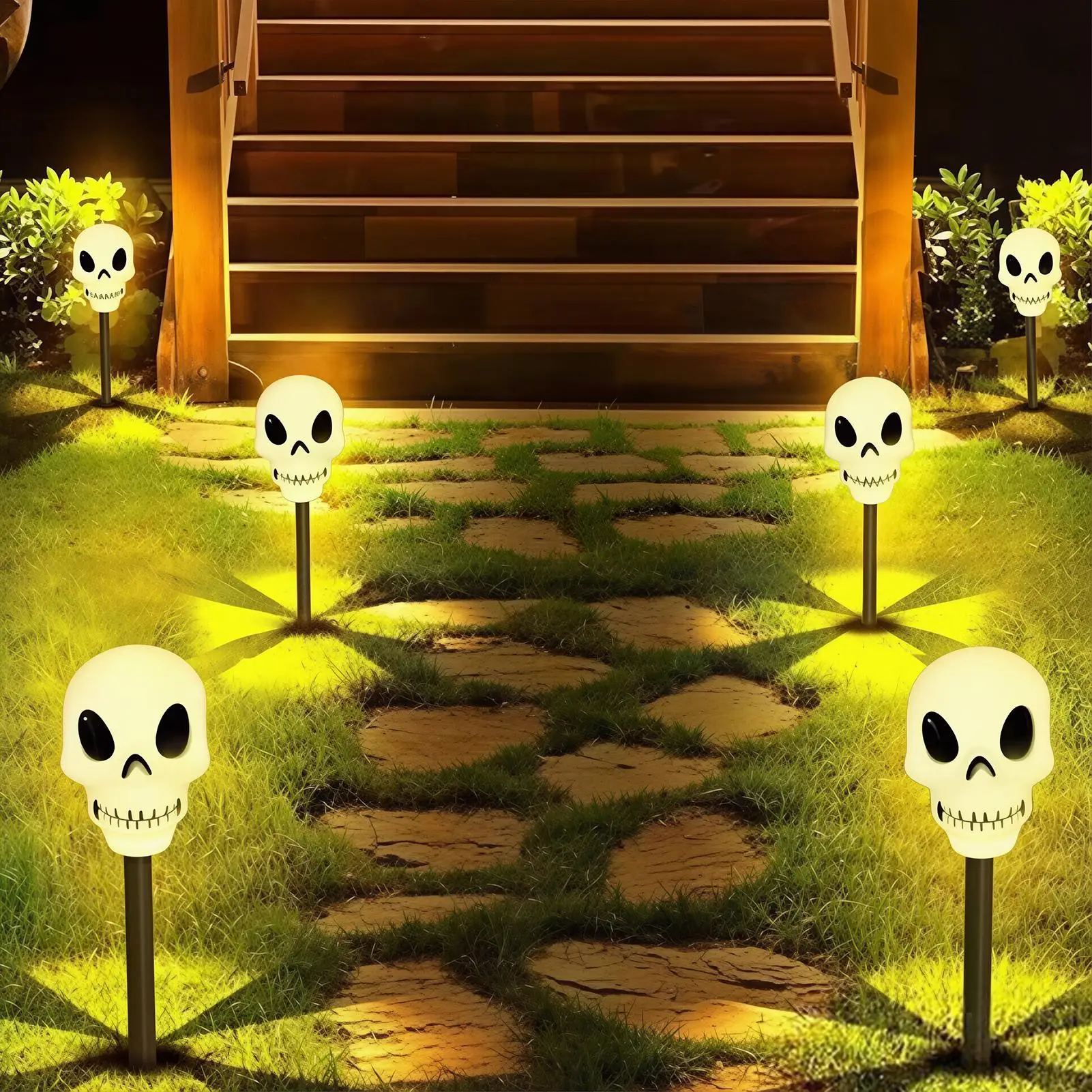 Halloween Solar Lights Outdoor Stakes 5 Pieces Waterproof Yard Lamp Solar Skeleton Light For Lawn Balcony Outside Landscape