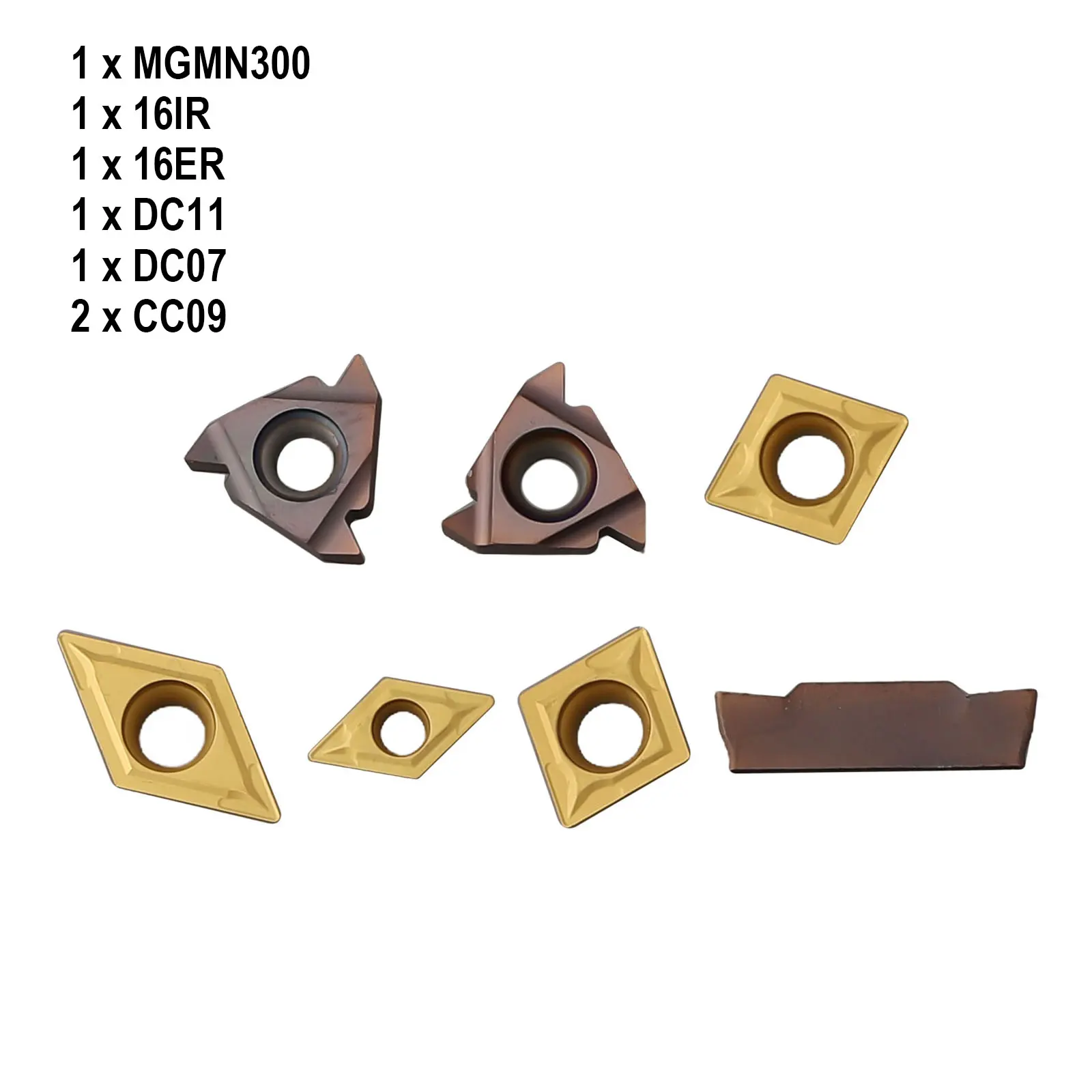 

7pcs 16IR/16ER/DC11/DC07/CC09/MGMN300 Carbide Inserts For 16mm Shank Lathe Boring Bar Turning Tool Holder CS Indexable Inserts