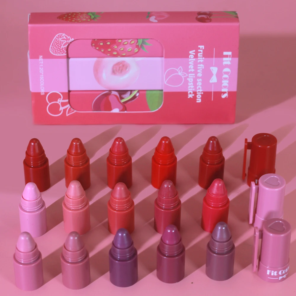 مجموعة أحمر شفاه مخملي غير لامع ، لون يدوم طويلاً ، تطبيق مرطب ناعم ، مرطب شفاه مرطب ، لمسة ناعمة ، 5 في 1