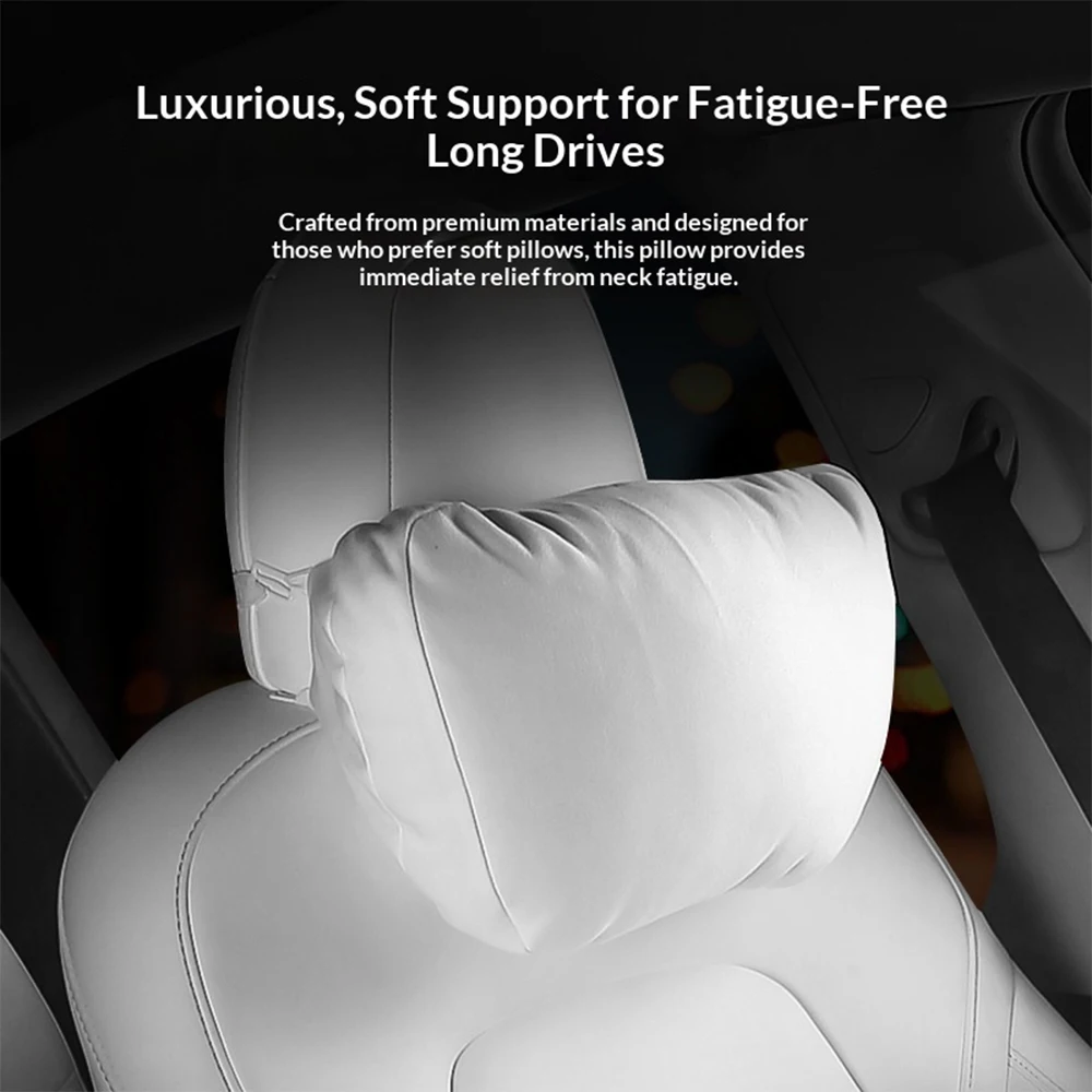 Flocking Ergonomic Neck Pillow Headrest Lumbar Support Cushion For Tesla Model 3 Highland Model Y Juniper Model Y L 2025‑2026