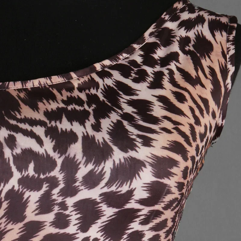 女性ラテンダンスドレスヒョウパッチワークレッドローズノースリーブダンス布サンバタンゴチャチャダンスパフォーマンス大人ラテン