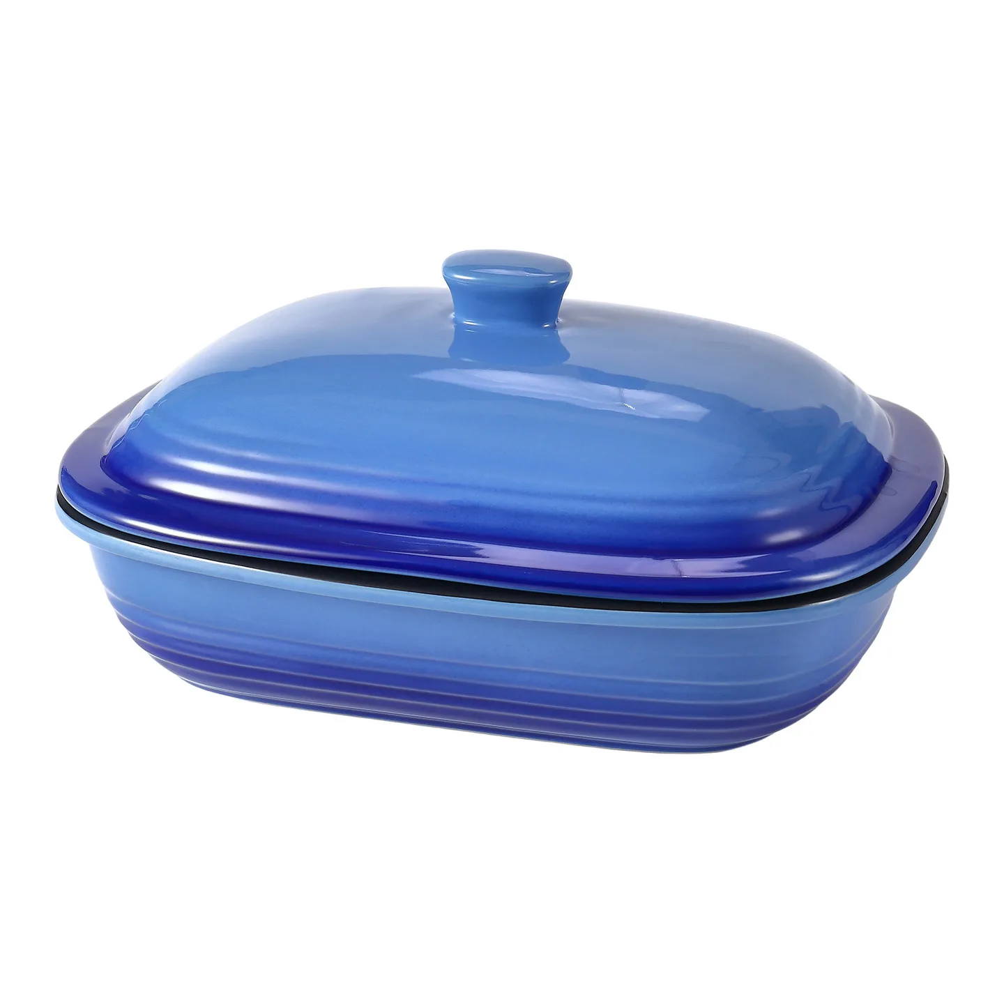 

DSA baking pan with lid ceramic large capacity microwave oven baking cheese baking pan gradual change blue kitchen utensils