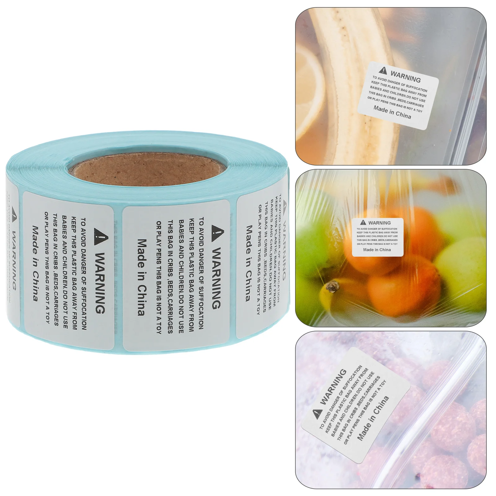 800 قطعة ملصقات تحذيرية للاختناق ملصقات شحن شديدة التحمل لأكياس التغليف ملصقات تعبئة مقاومة للماء قابلة للتقشير واللصق #3