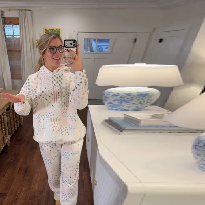 عيد الميلاد مقنعين مجموعة بناطيل رجالي للنساء طويلة الأكمام فضفاضة البلوز سترة قابل للتعديل بنطال مرن 2025 سيدة الخريف الشتاء وتتسابق #2