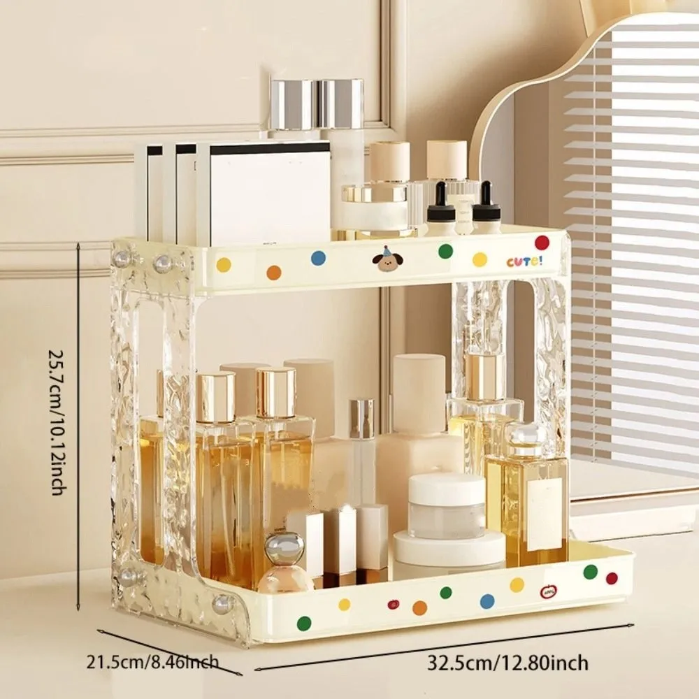 Desk Accessories Dopamine 2-layer Storage Rack High-capacity Detachable Spice Rack Plastic Desktop Organizer Cosmetics