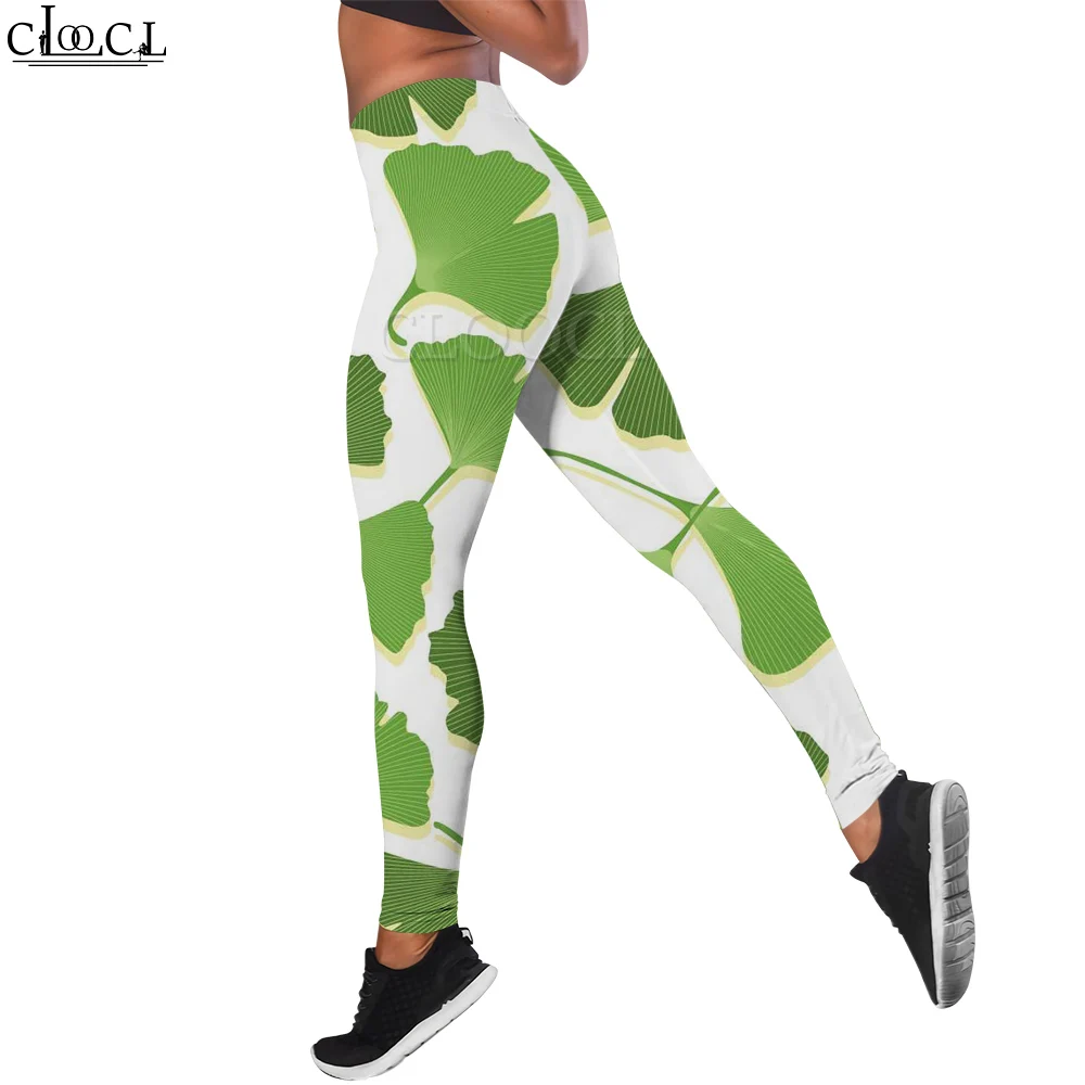 CLOOCL Leggings Pantaloni da jogging da donna Acquerello Ginkgo Biloba Modello Pantaloni con stampa 3D per pantaloni da yoga elasticizzati per allenamento in palestra femminile