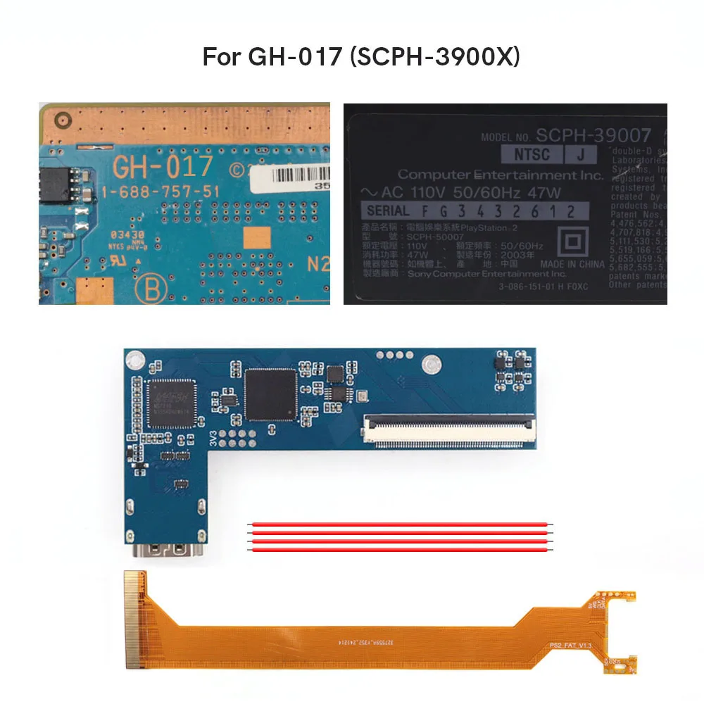 HISPEEDIDO Zestaw do konwersji konsoli PS2 Fat z cyfrowego sygnału na HDMI, kompatybilny z HDMI 1080P, obsługuje wyjście HDMI 480P, 1080P — zdjęcie produktu 7