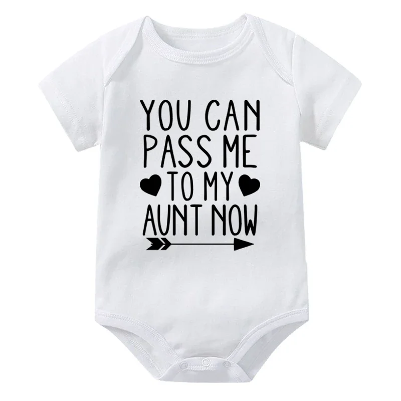 Please Pass Me To My Aunt Newborn Baby Summer Bodysuit Infant Body Short Sleeve Baby Jumpsuit Ropa Bebe Baby Boy Girl Clothes