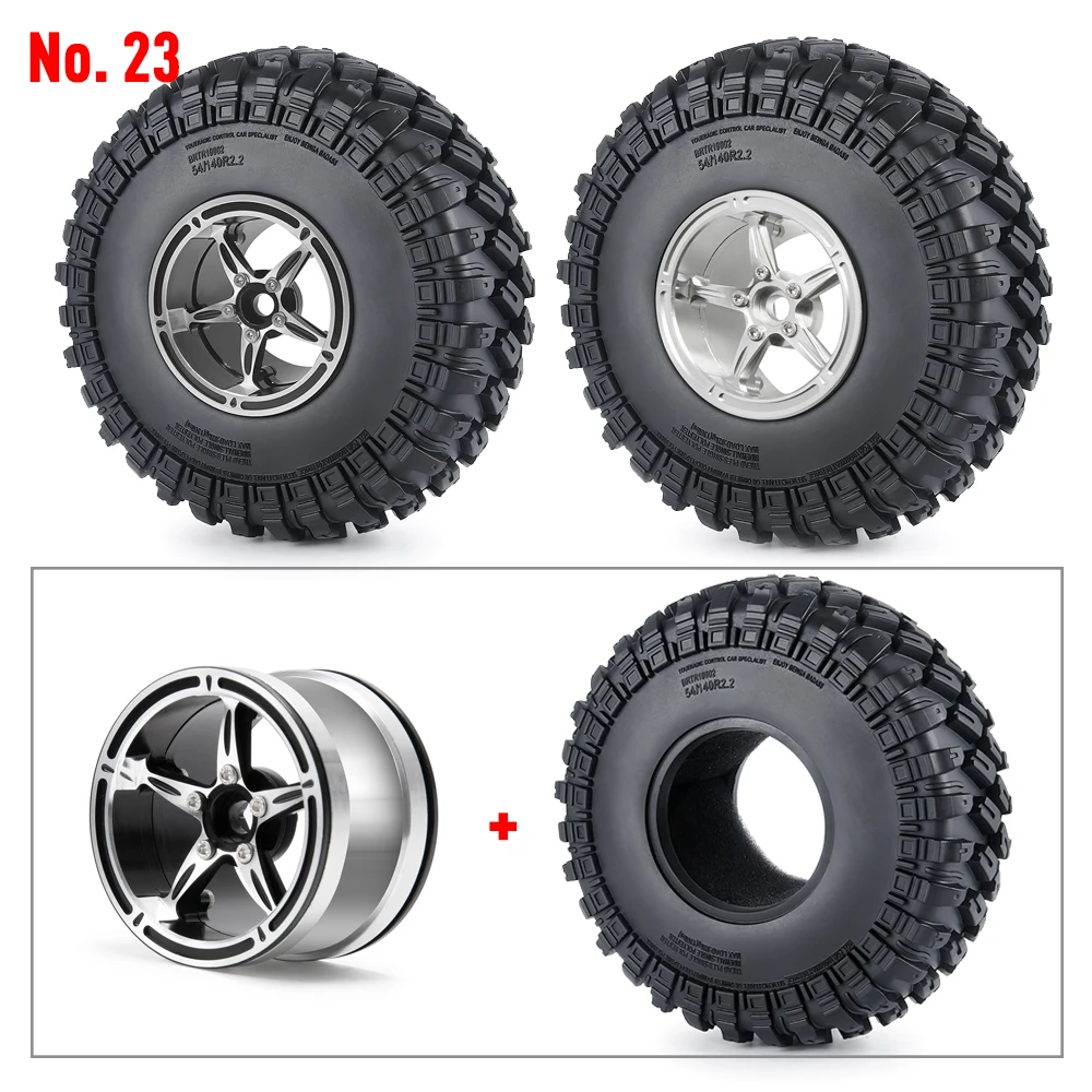 AXSPEED 2.2 inch Beadlock 140mm Rubber Tires & Aluminum Alloy Wheel Rims for Axial Wraith SCX10 TRX-4 1/10 RC Crawler Car Model