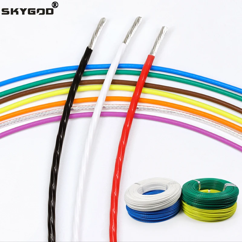 

2/5/10m PTFE Silver Plated Electronic Wire FEP Insulated High Purity OFC 30 ~ 17AWG Audio Headphone HiFi Signal Copper Cable
