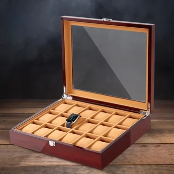 Wholesale elegant lacquer watch storage display case box wood grain dustproof boxes Rex LuxuryTop box for watch case storage