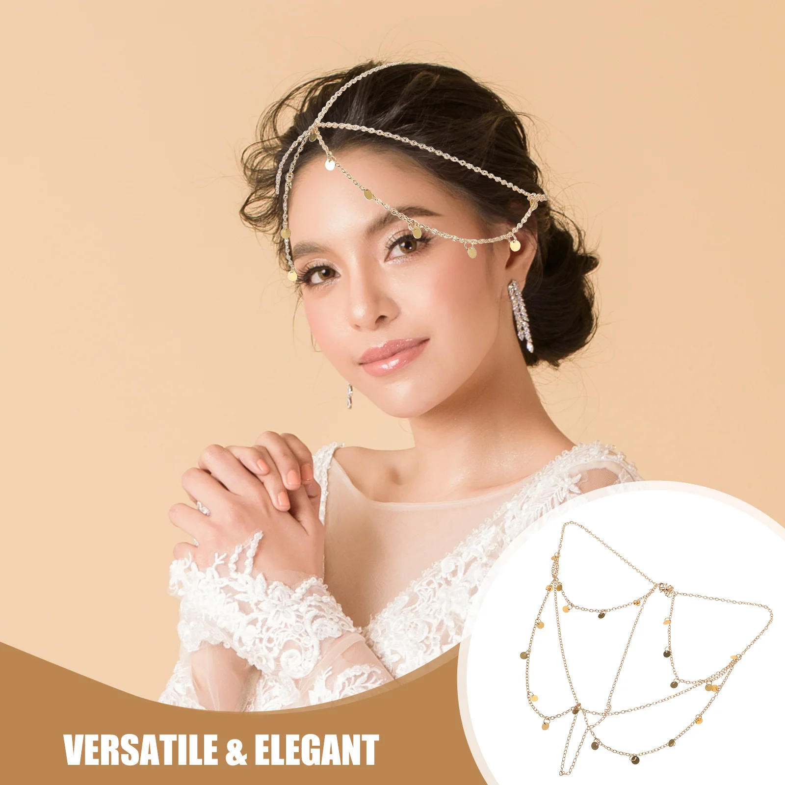 

Bohemian Ethnic Hair Chain Headband Wedding Headpiece Zinc Alloy Bride Hair Jewelry for Women Festival Party Forehead Jewelry