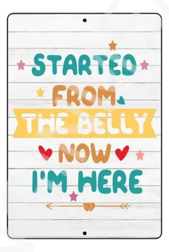 Started From The Belly Baby's Room Sign Weatherproof Aluminum 8