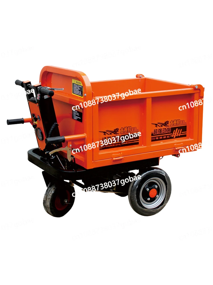 Construction Site Electric Hand Push Ash Bucket Three-Wheel Tilting Tool Car Handling Pull Manure Feeding Cart