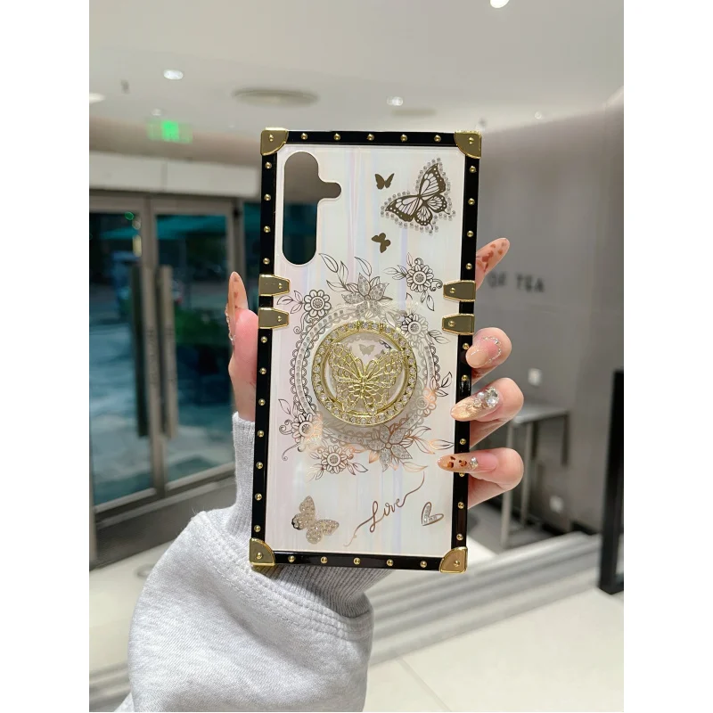 

Square-shaped high-end women's phone case for SamsungA16Women's anti-shock phone case for SamsungA55/Phone case with stand for S
