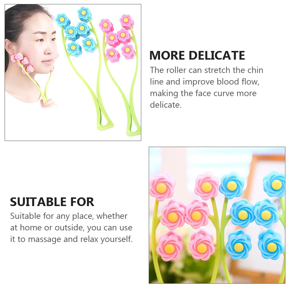 2 قطعة مدلك بكرة الوجه أداة العناية بالوجه مكافحة الشيخوخة التجاعيد مدلك المحمولة الوجه التخسيس الأسطوانة تجديد تدليك الجلد