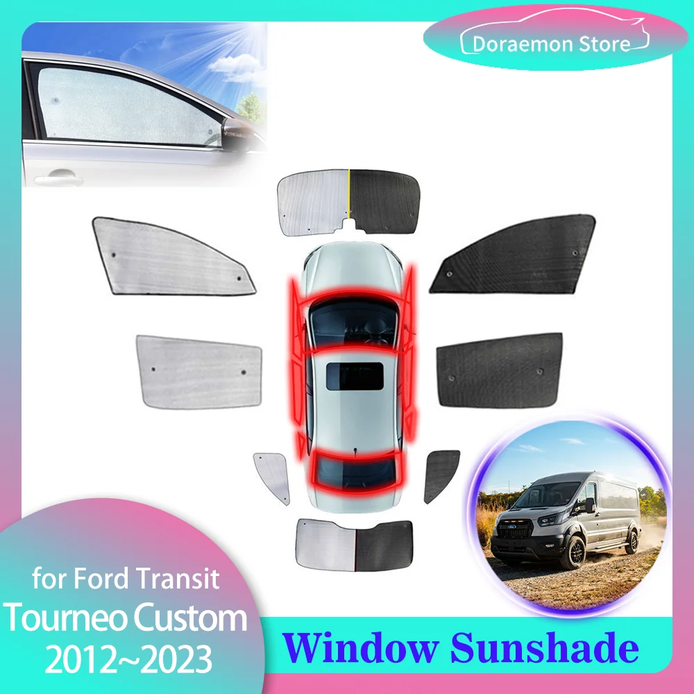 

Full Car Sunshade Mat for Ford Transit Tourneo Custom 2012~2023 2013 Side Window Parasol Visor Cover Part Curtain Pad Accessorie