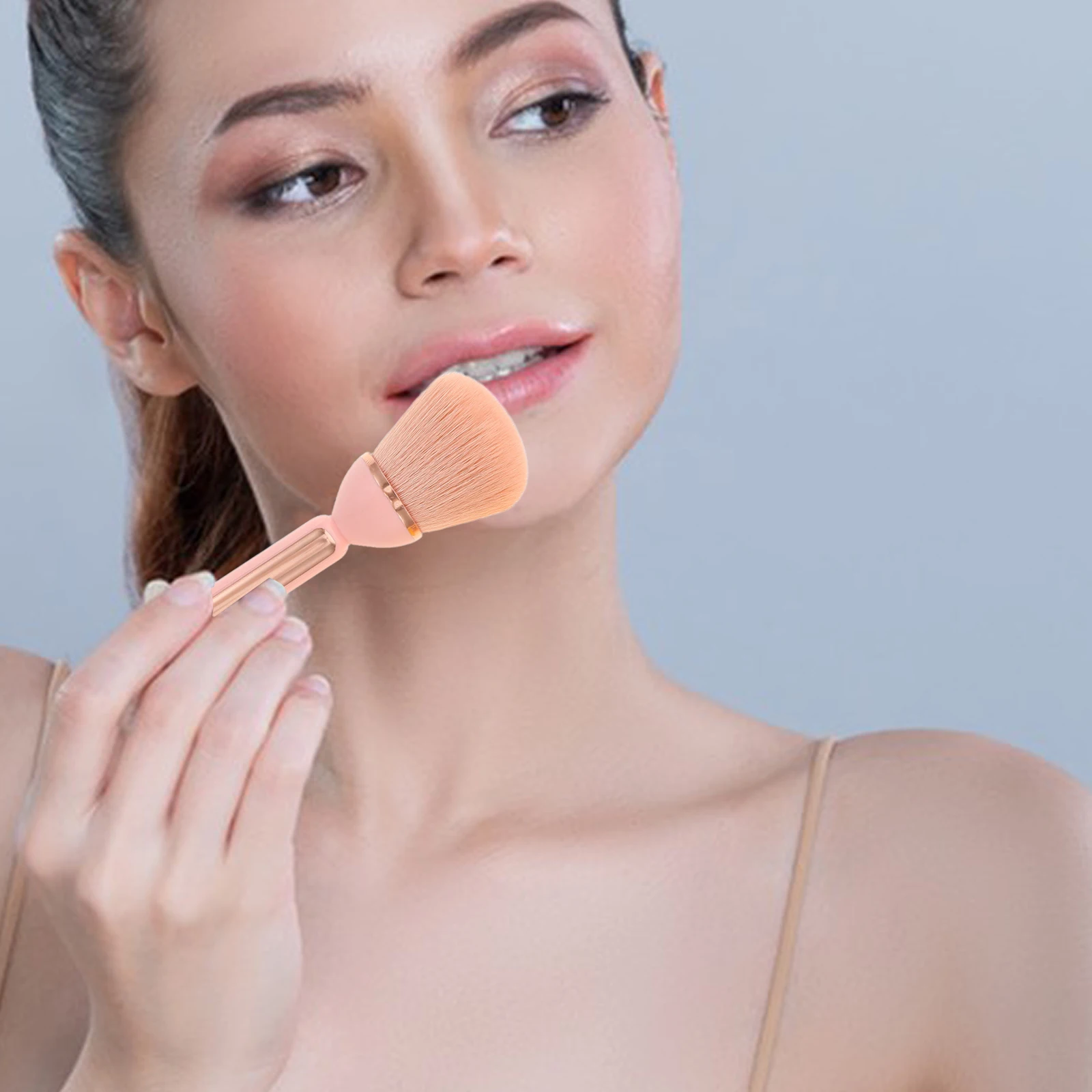 

2Pcs Lotus Shaped Makeup Brush Soft Bristles Long Handle Blush Powder Highlighter Concealer Travel Friendly Face Brushes Makeup