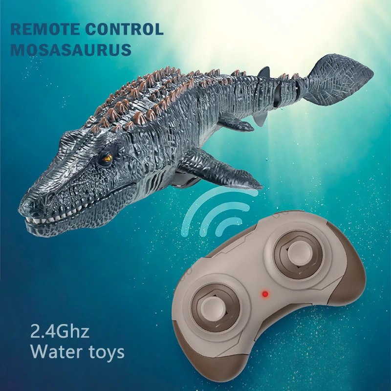 Remote control mosasaur dinosaur electric can be launched into the water will swing swimming water spray children's toy boy gift