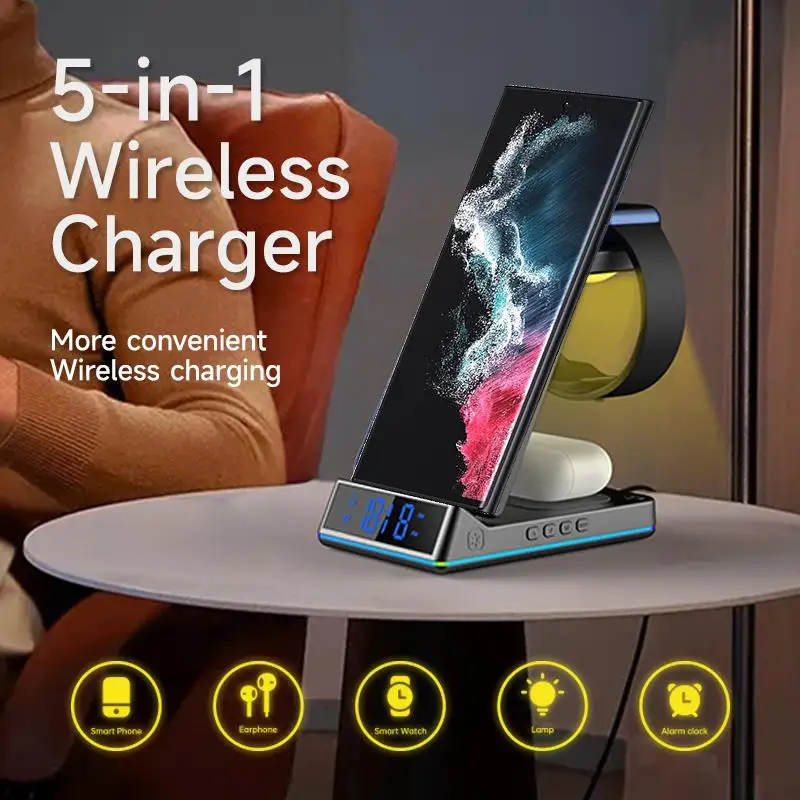 Top! 3 in 1 Folding Wireless Charging Station For Galaxy Watch 5Pro 4 3 Active 2 Fast Charger For Samsung S22/21/20 LTE Buds