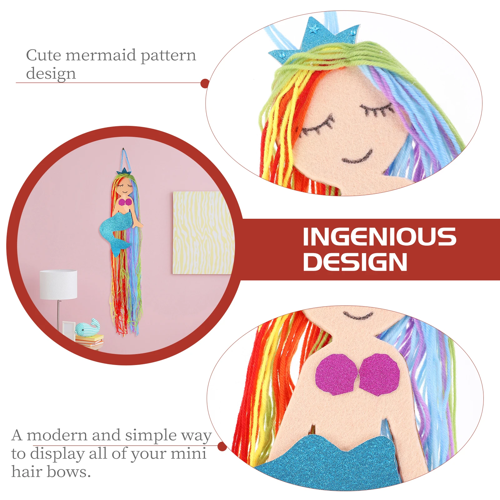 

Tassel Mermaid Clips Holder Hair Clips Holder Headb Storage Kids Room Unicorn Wall Decor Jewelry ganizer Pendant