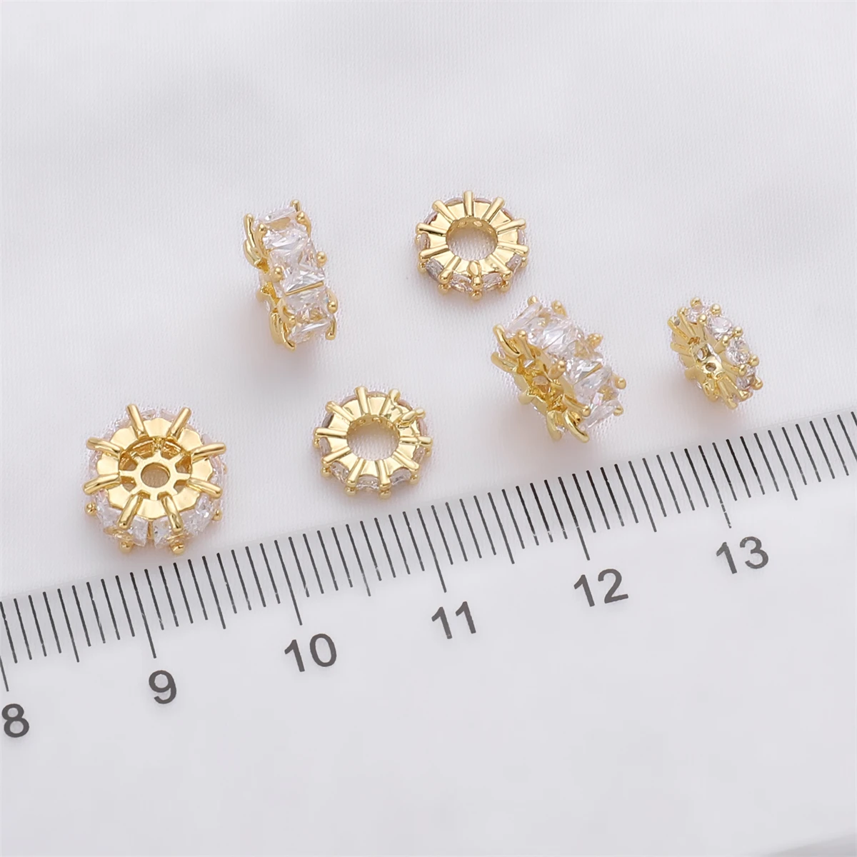 1Pcs 8/10mm 14K Gold Plated Brass with Zircon Stone Spacer Beads Charms Big Hole for Earring Bracelet Necklace Jewelry Making