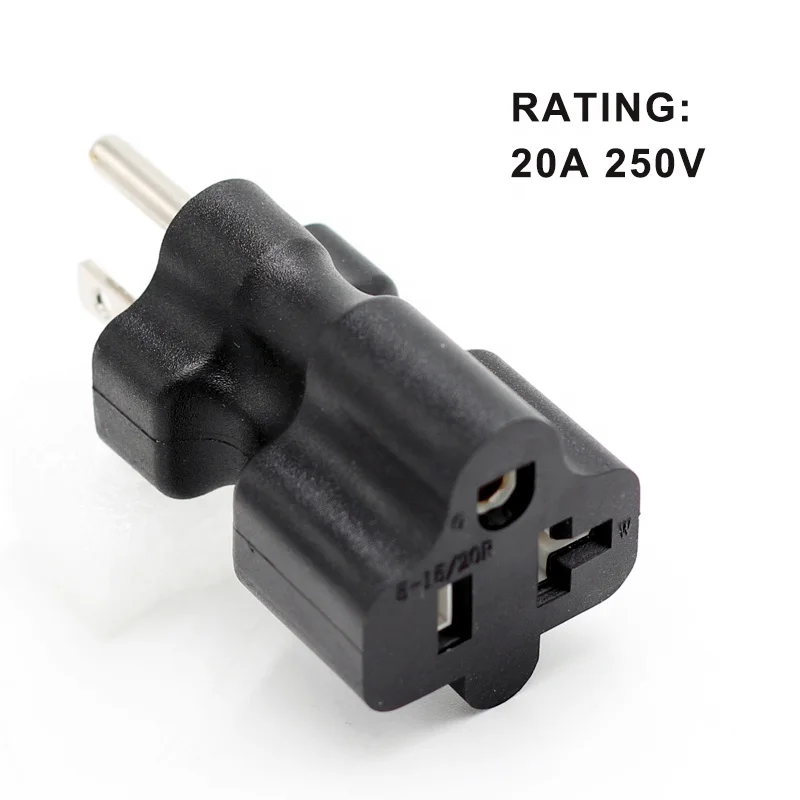 Nema 5-20P Male to 5-20R Female AC Power Converter Adapter 5-20P to 5-15R 15A 125V to 20A 125V T-Blade Plug