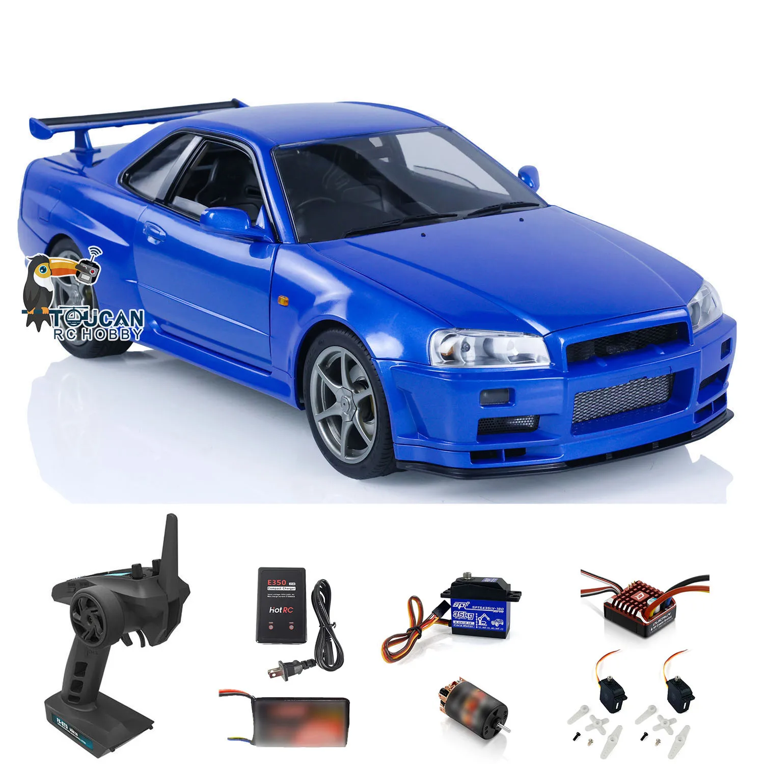 Toy 1:8 Capo R34 RC High-speed Drift Cars RTR W/ Light 2-Speed Transmission Motor TOUCAN Remoted Finished Racing Vehicles Model