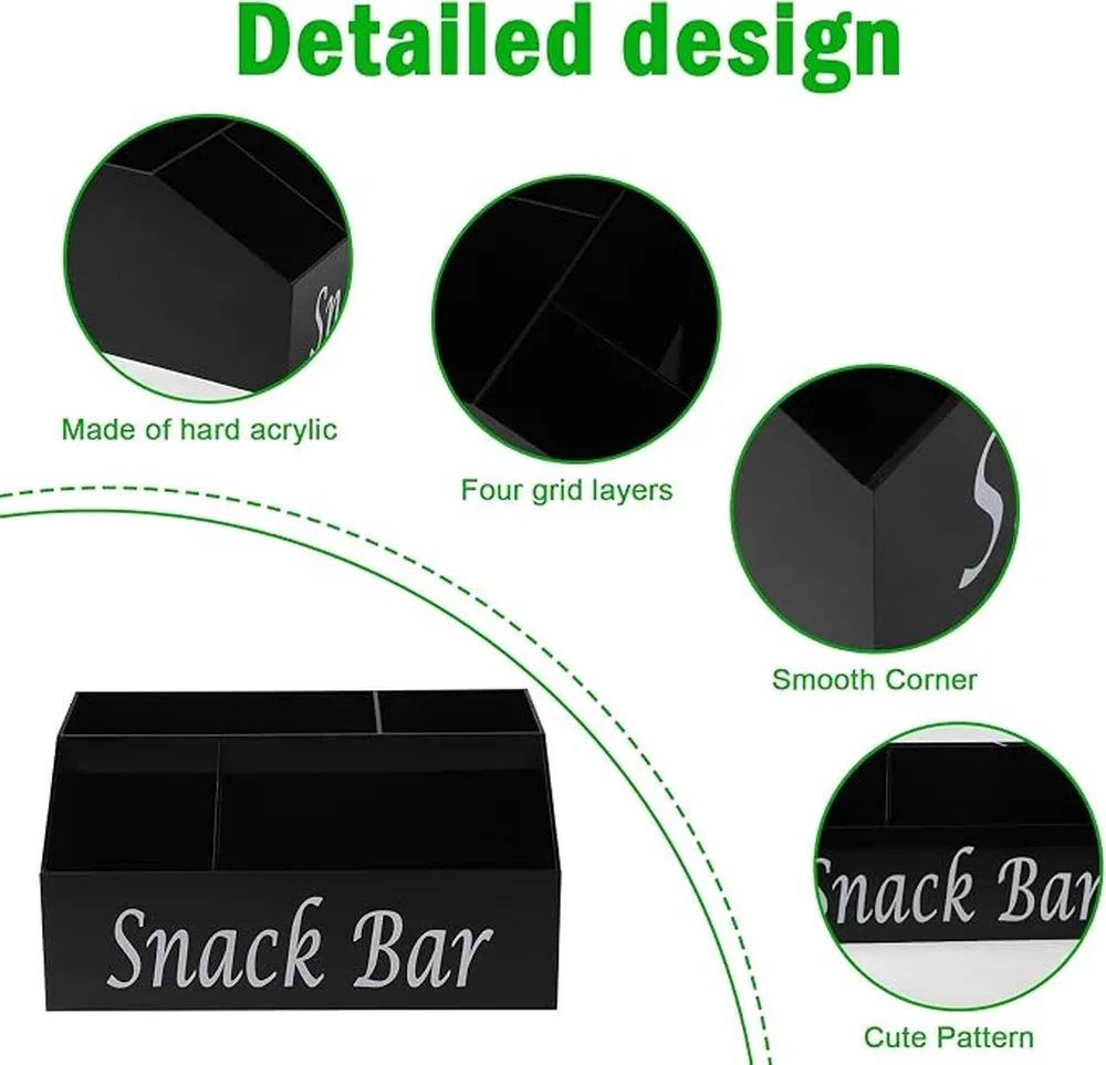 Acrylic Snack Organizer Space Saving Four Compartment Container Clear Acrylic Construction