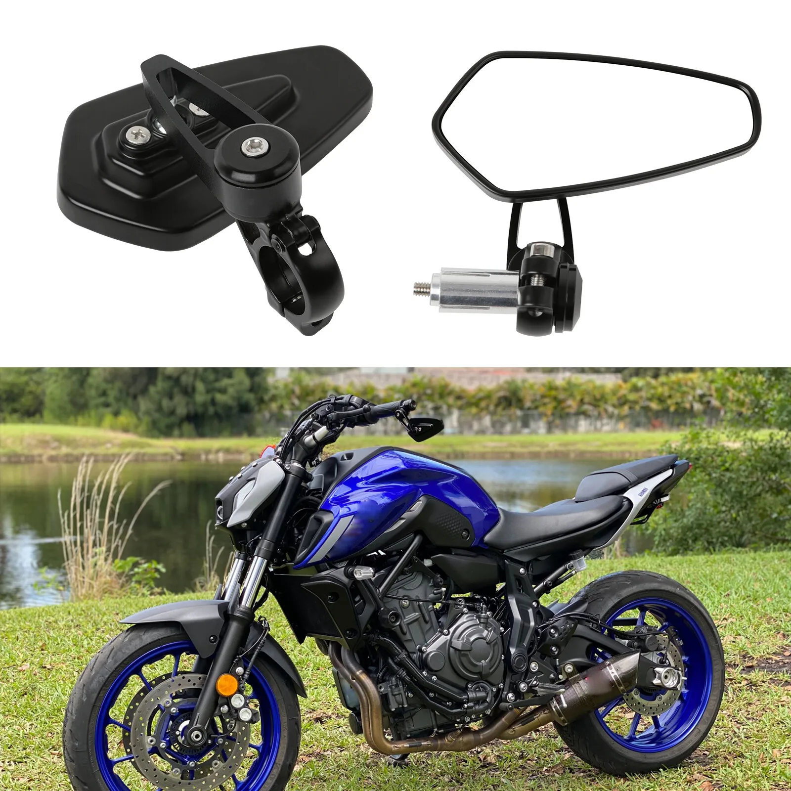 

Universal 7/8" Handle Bar End Rearview Side Mirrors for Motorcycle Yamaha Honda