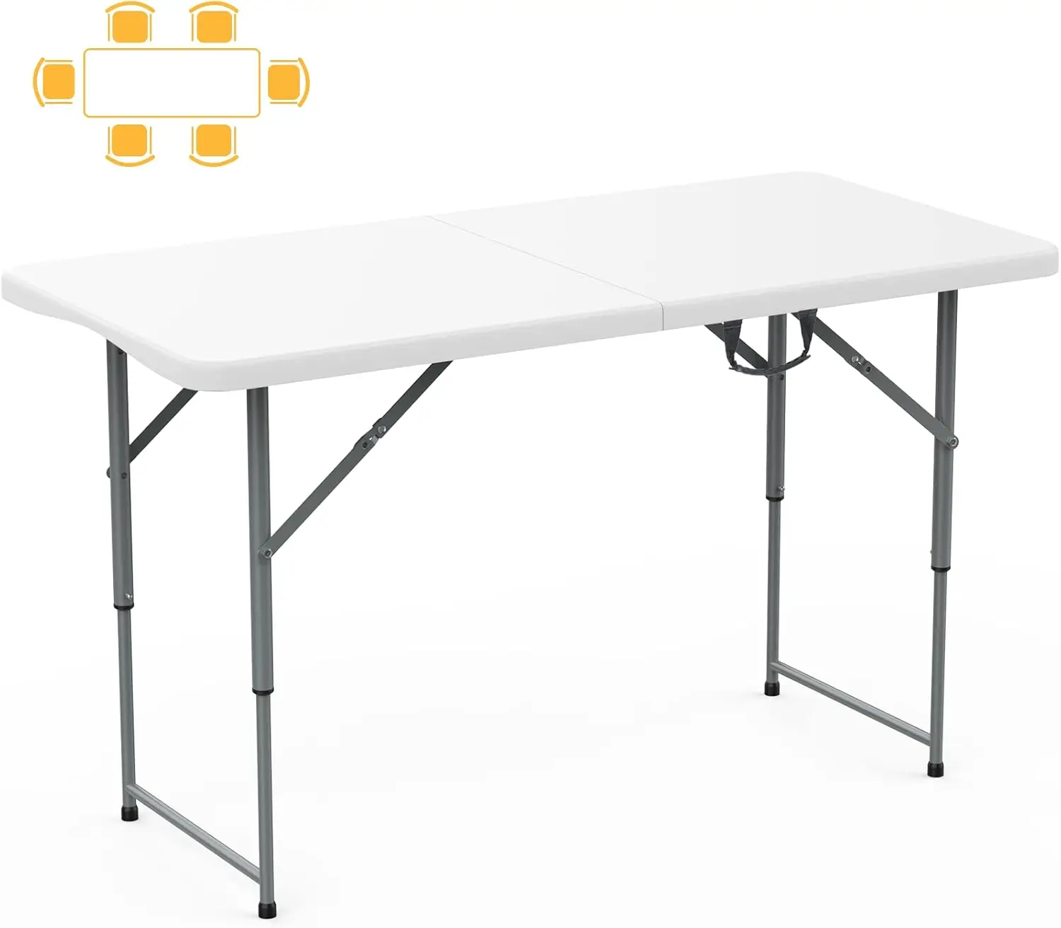 

330lbs Folding Table 4/6/8FT Adjustable Height Portable Utility Craft Sewing Card Table for Party Events