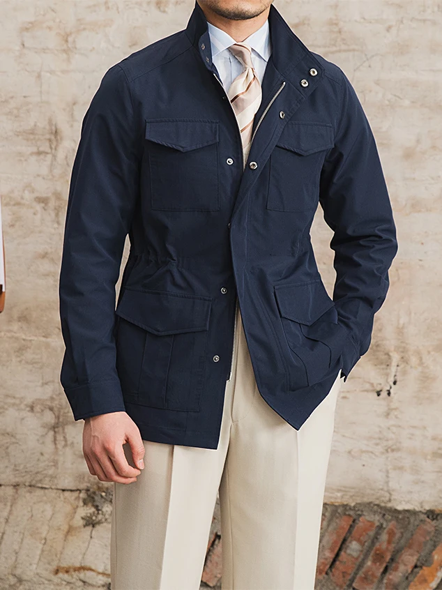 

Mr. Deer Tee Spring Summer Lightweight Stand Collar Waist Cinched f Face M65 Briti Sle Men's Vintage Hunting Jaet ...