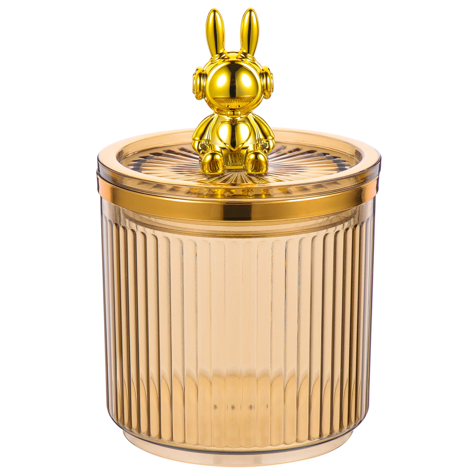 

Premium Acrylic Clear Cartoon Rabbit Lid Storage Jar Cotton Swabs Dental Floss Makeup Pads Organizer Bathroom Vanity Decor