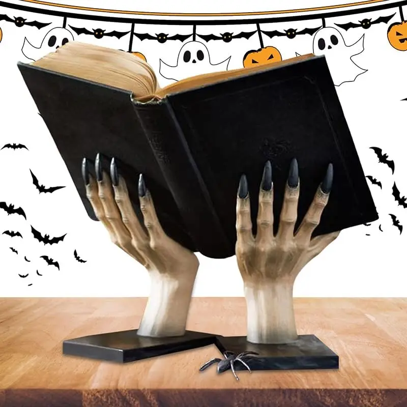 Witch Hand Book Stand Halloween Decor Resin Books Holder Gothic Decor Book Holder Witch Hand Stand Black Holiday Party Decoratio