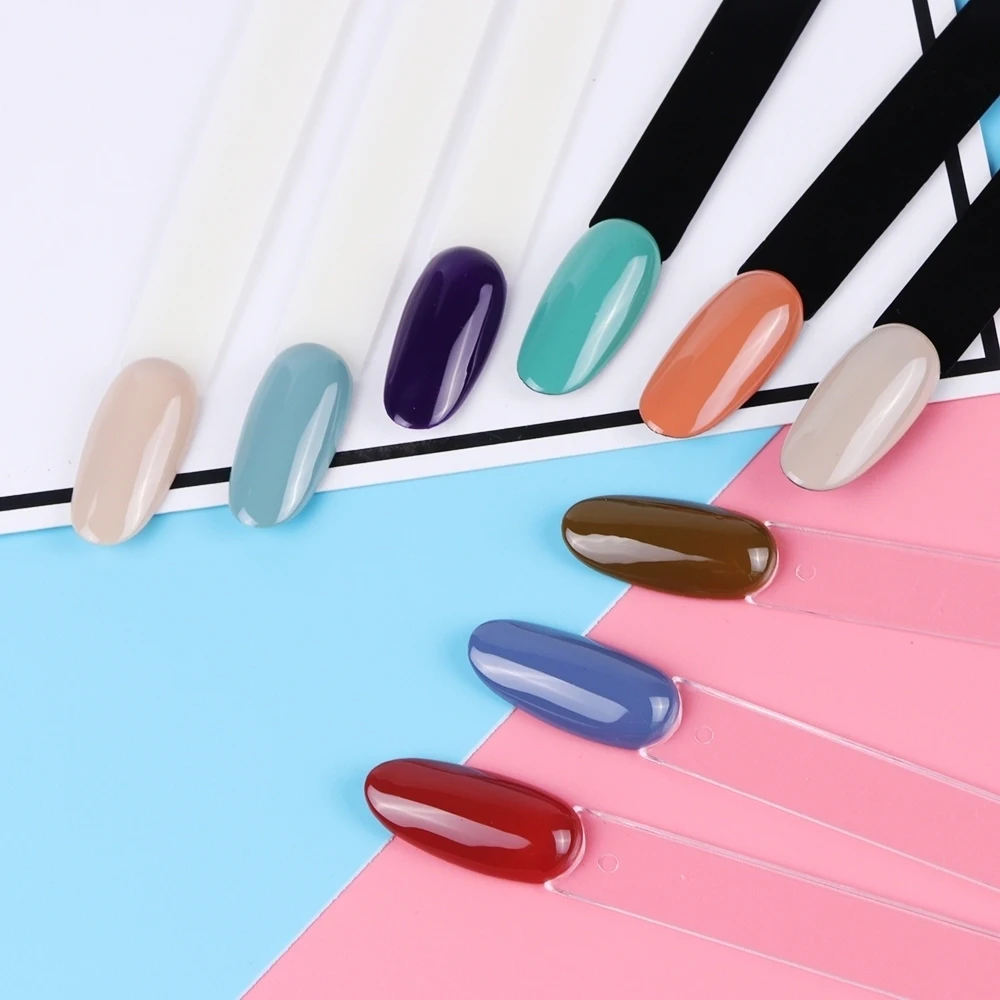 50 pçs amostras de unhas pontas redondas ovais para exibir amostras de unhas gel polonês paleta cor gráfico manicure praticando ferramentas NTA23-1