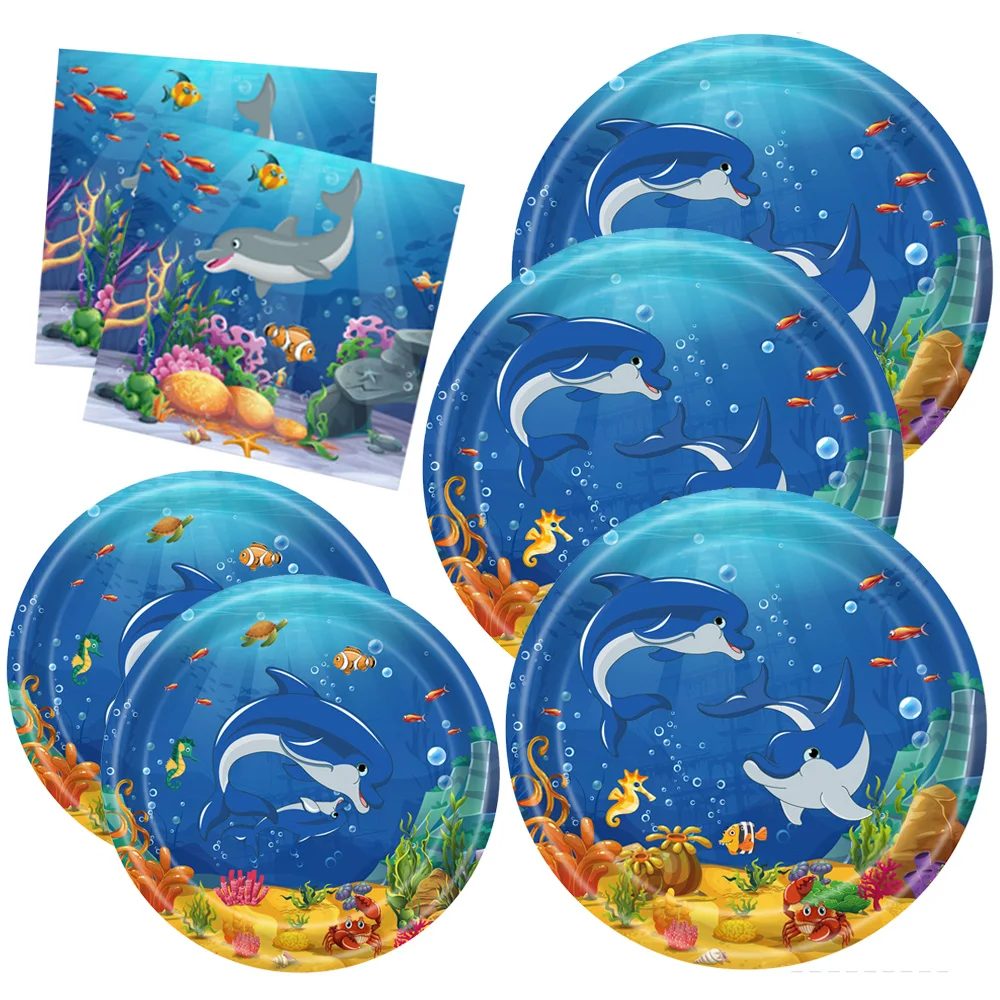 Under the Sea Party Plates Napkins Ocean Party Tableware Sea Animal Theme Dinnerware Baby Shower Party Under the Sea Party Decor