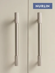 Nurlin Solid Brass Nickel Brushed Silver Knurled Classic Luxury Cabinet Knobs Furniture Door Handle Available In Multiple Sizes.