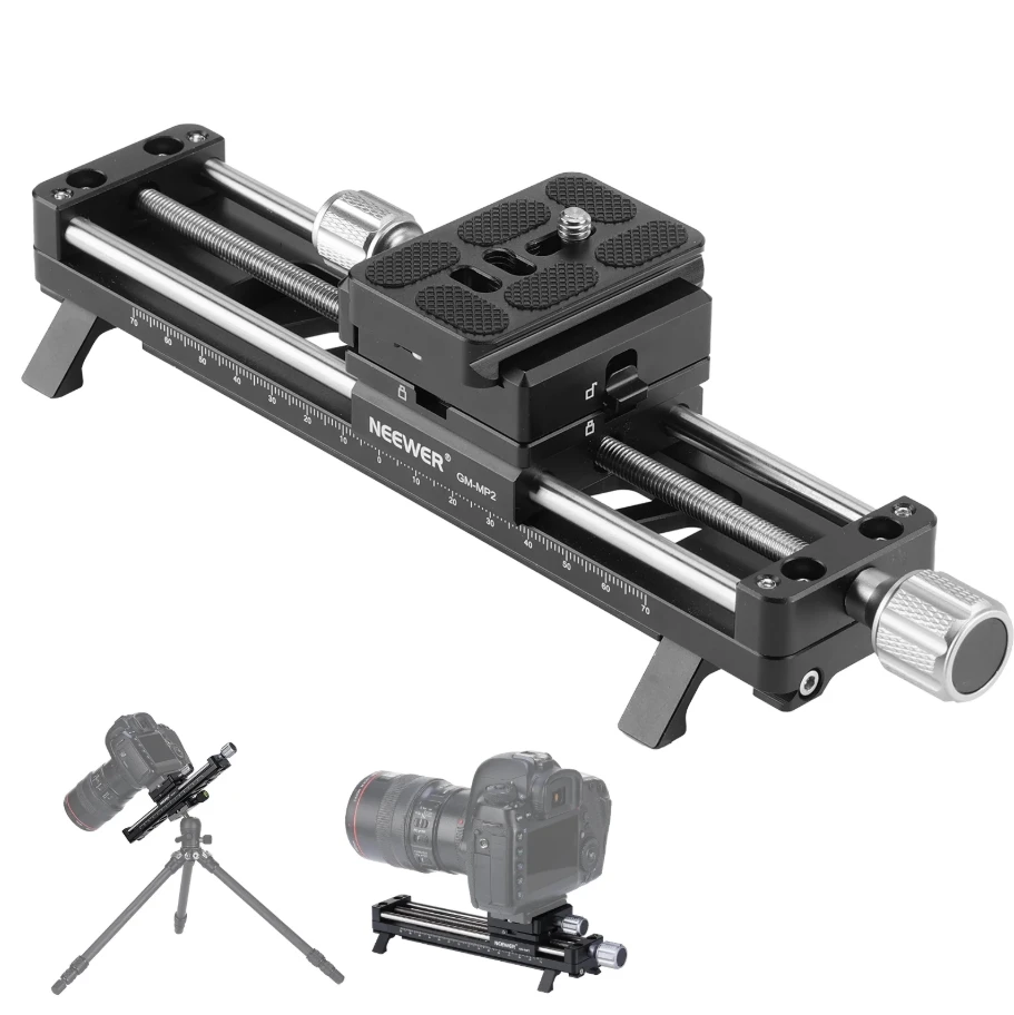 

NEEWER GM-MP2 140mm Macro Focusing Rail Photography Camera Rail Slider Video Record Track with Double Arca Type Quick Release